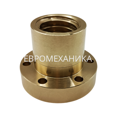 Гайка трапецеидальная латунная (HPb59-1) BFM 25х5 с фланцем (правая резьба), EMT - Евромеханика