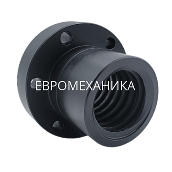 Гайка трапецеидальная полиамидная (POM) PFA 36х6 с фланцем (правая резьба), EMT - Евромеханика