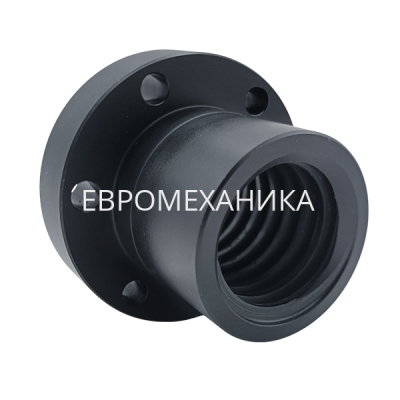Гайка трапецеидальная полиамидная (POM) PFA 28х5 с фланцем (правая резьба), EMT - Евромеханика