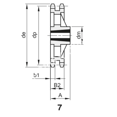 Звездочка 08B-2, шаг 12,7х7,75 мм (1/2х5/16), Z=57 под втулку тапербуш 2012 - Евромеханика