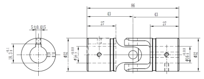 Шарнирное соединение UJMA32 (32x86-16K-16K), black - Евромеханика