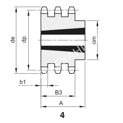 Звездочка 16B-3, шаг 25,4х17,02 мм (1"х17,02 мм), Z=25 под втулку тапербуш 3535 - Евромеханика