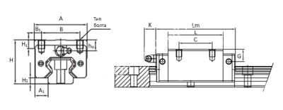 Каретка HGH15CAZOC, EMT - Евромеханика