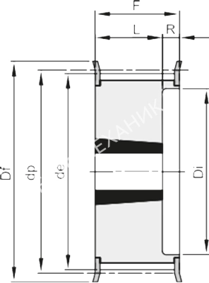 Шкив зубчатый под втулку тапербуш TL 19 H 100 (1210), EMT - Евромеханика