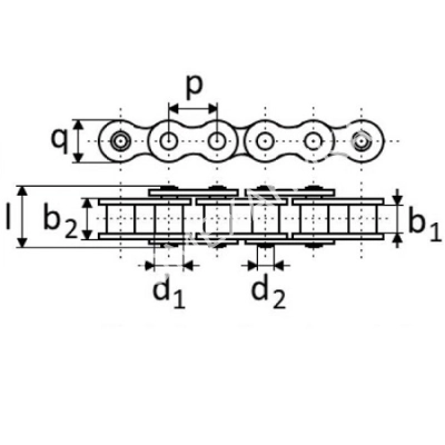 Цепь роликовая однорядная 16A-1 - Евромеханика