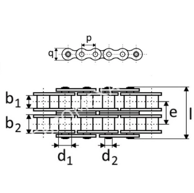 Цепь роликовая двухрядная из нержавеющей стали RF 16B-2 - Евромеханика