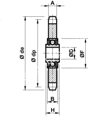 Звездочка натяжная для цепи 10B-1, Z=15 с подшипником - Евромеханика